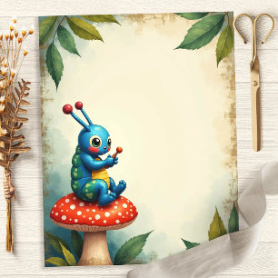 Alice-Raupe-Pilz-Szene-Schrappbuch-Papier