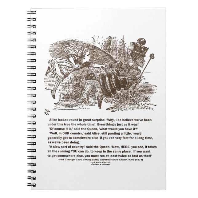 Alice Red Queen Bleibe am gleichen Ort Notizblock (Vorderseite)