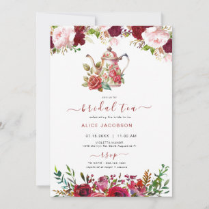 ALICE Rosafarbenes Florales Braut-Teeparty-Brunch- Einladung