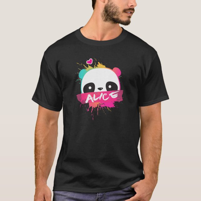 ALICE - Schöner Mädchenname mit Adorable Panda T-Shirt (Vorderseite)
