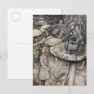 Alice spricht mit dem kleinen Raupe Postkarte