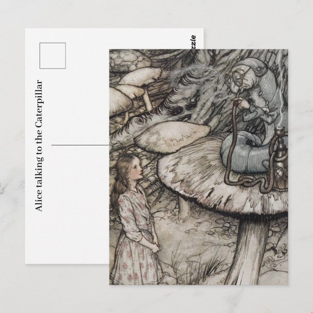 Alice spricht mit der Raupe Postkarte (Vorne/Hinten)
