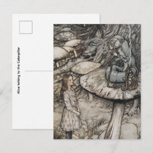 Alice spricht mit der Raupe Postkarte