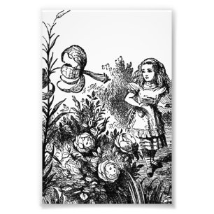 Alice spricht mit Gartenblumen Fotodruck