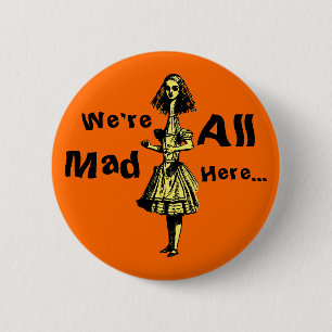 Alice Stretched in Wonderland Button