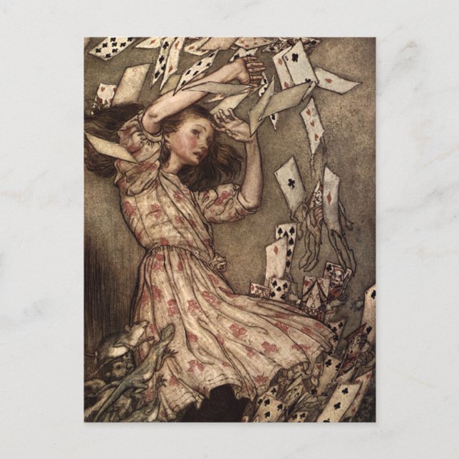 Alice Swarmed durch Kartenspielen Postkarte (Vorderseite)