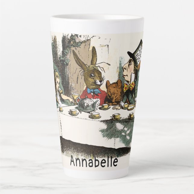 Alice Tea Party Mad Hatter personalisieren Latte T Milchtasse (Vorderseite)