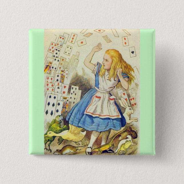 Alice & the Cards Vollfarbe Button (Vorderseite)