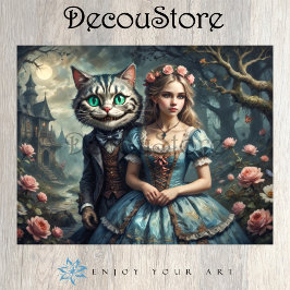 Alice & the Cheshire Cat Decoupage Seidenpapier