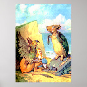 Alice, The Griffin & Mock Turtle in Wunderland Poster