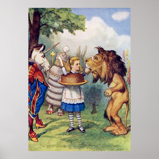 Alice, The Lion and the Unicorn in Wonderaland Poster (Vorne)