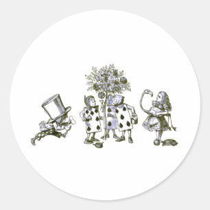 Alice & The Wonderland Gang in Blue Tint Runder Aufkleber