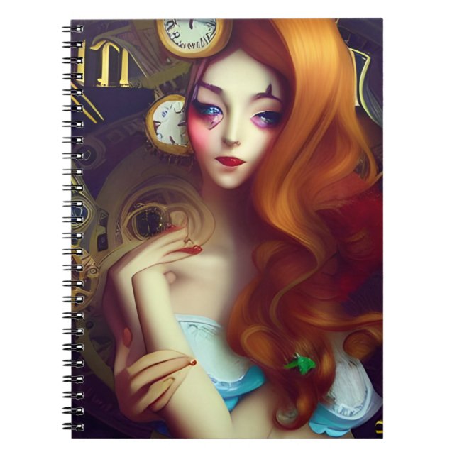 Alice Time Behalte das Moving AI Generated Art Not Notizblock (Vorderseite)