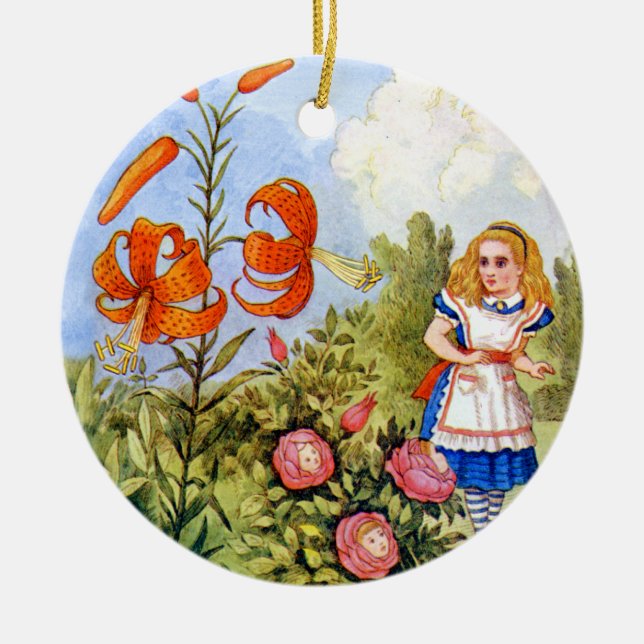 Alice-Treffen, die Blumen im Märchenland sprechen Keramikornament (Vorne)