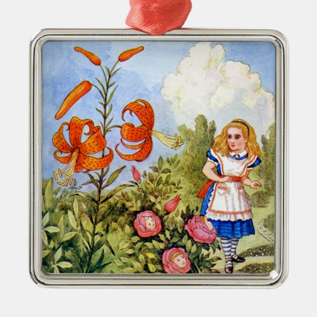 Alice-Treffen, die Blumen im Märchenland sprechen Ornament Aus Metall (Vorne)