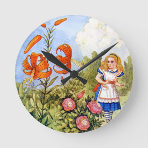 Alice-Treffen, die Blumen im Märchenland sprechen Runde Wanduhr
