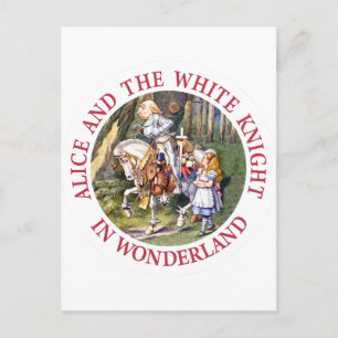 Alice trifft den weißen Ritter im Wunderland Postkarte