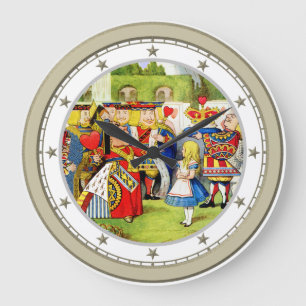 Alice trifft die Königin der Herzen im Märchenla Große Wanduhr