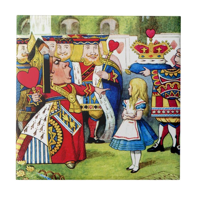 Alice trifft die Königin der Herzen im Märchenland Fliese (Vorderseite)