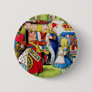 Alice trifft die Königin der Herzen in Wonderland Button
