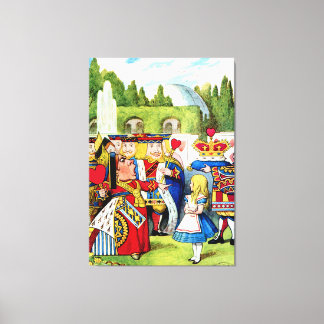 Alice trifft die Königin des Herzens im Wunderland Leinwanddruck