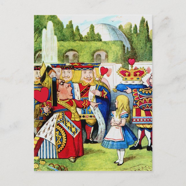 Alice trifft die Königin des Herzens im Wunderland Postkarte (Vorderseite)