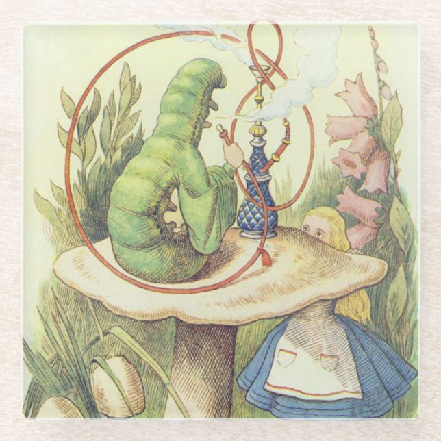 Alice trifft die Raupe Glasuntersetzer (Vorderseite)