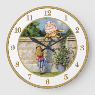 Alice trifft Humpty Dumpty im Märchenland Große Wanduhr