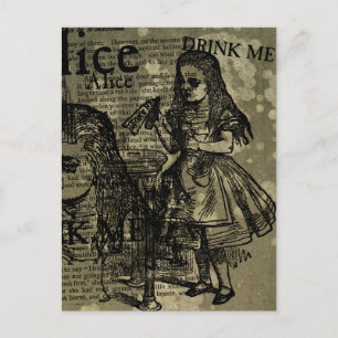 Alice Trink mich Collage Postkarte