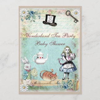 Alice u. die Cheshire-Katzen-Märchenland-Babyparty Einladung