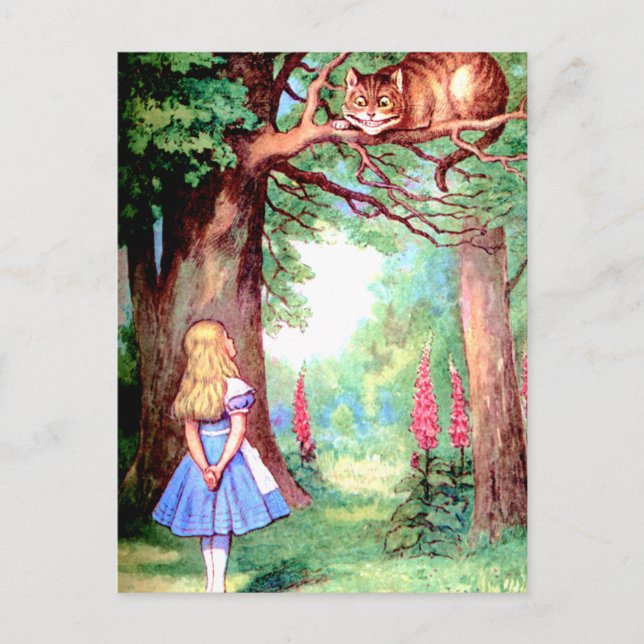 ALICE UND CHESHIRE CAT POSTKARTE (Vorderseite)