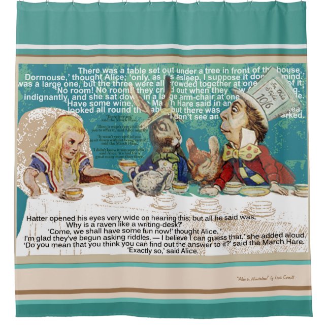 Alice und das Mad Hatters Tee-Party Duschvorhang (Vorderseite)