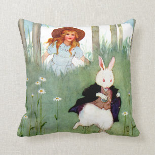 Alice und das weiße Kaninchen im Märchenland Kissen