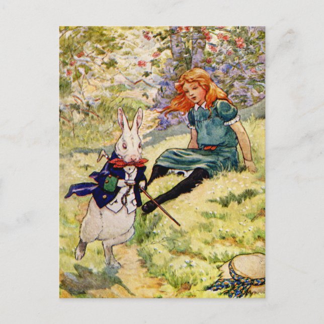 ALICE UND DAS WEISSE RABBIT POSTKARTE (Vorderseite)