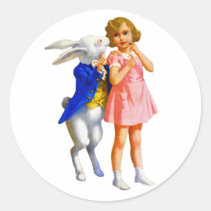 ALICE UND DAS WEISSE RABBIT RUNDER AUFKLEBER
