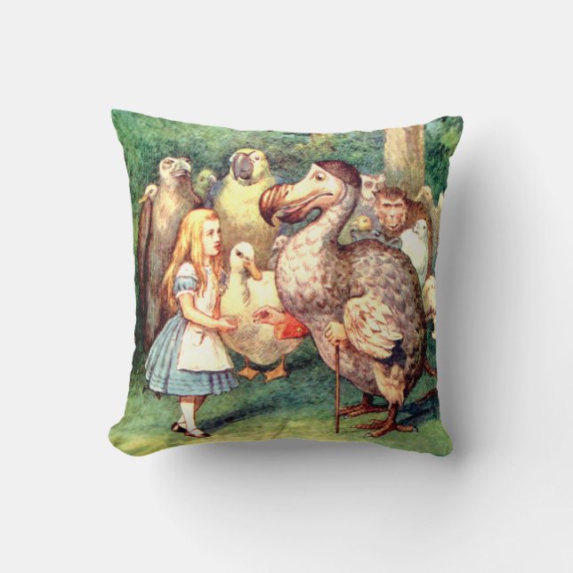 Alice und der Dodo Bird im Wunderland Kissen (Vorderseite)