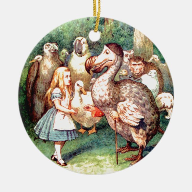 Alice und der Dodo-Vogel im Märchenland Keramikornament (Vorne)