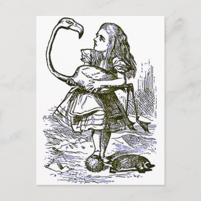 Alice und der Flamingo Postkarte (Vorderseite)