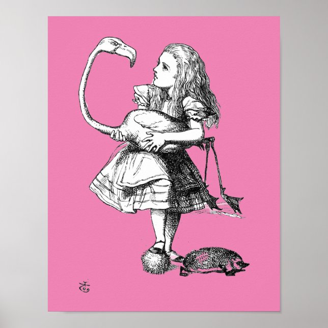 Alice und der Flamingo (rosa bkgrd) Poster (Vorne)
