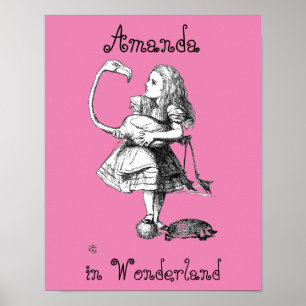 Alice und der Flamingo (rosa bkgrd) Poster