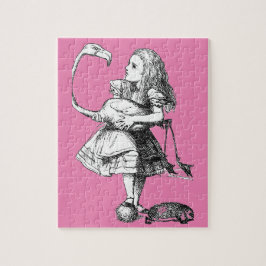 Alice und der Flamingo (rosiger Hintergrund)