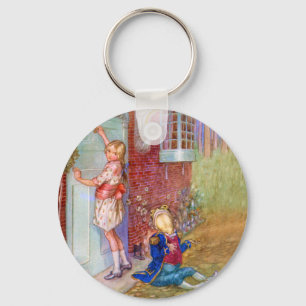 Alice und der Frosch-Lakai bei Doorway der Schlüsselanhänger