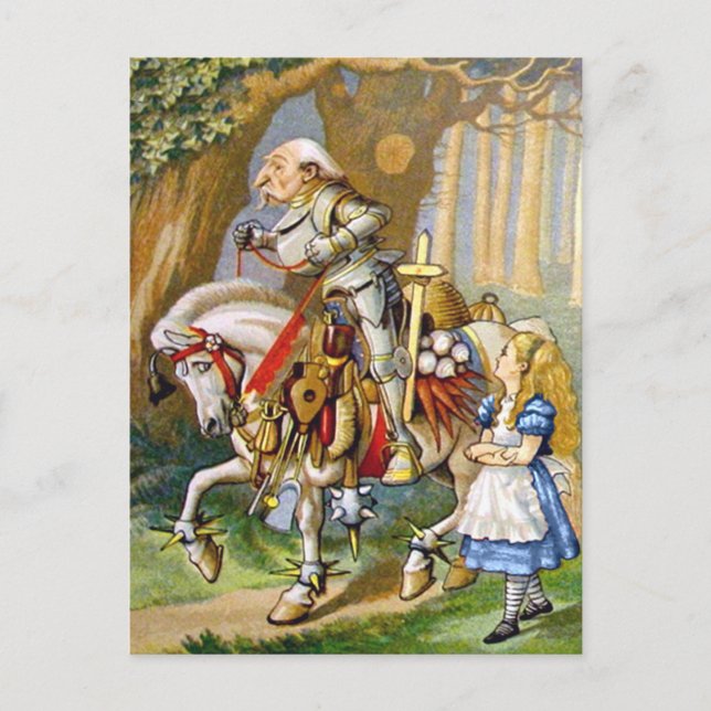 Alice und der weiße Ritter im Märchenland Postkarte (Vorderseite)