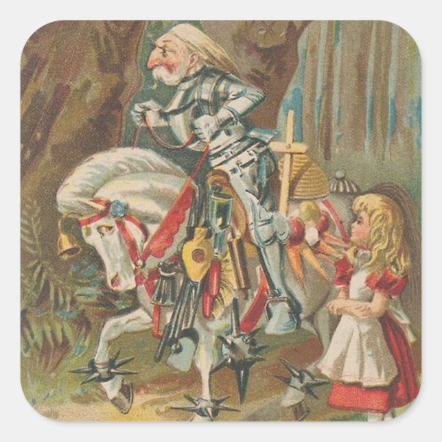 Alice und der weiße Rittersticker Quadratischer Aufkleber (Vorderseite)
