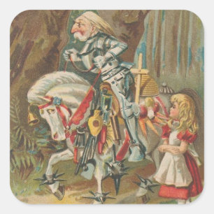 Alice und der weiße Rittersticker Quadratischer Aufkleber