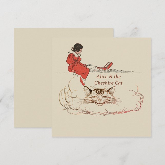 Alice und die Cheshire Cat Flat Card (Vorne/Hinten)