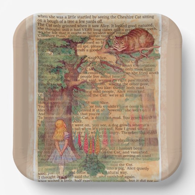 Alice und die .Cheshire Cat Paper-Teller Pappteller (Vorderseite)