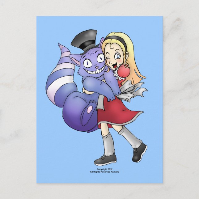 Alice und die Cheshire Cat Postkarten (Vorderseite)
