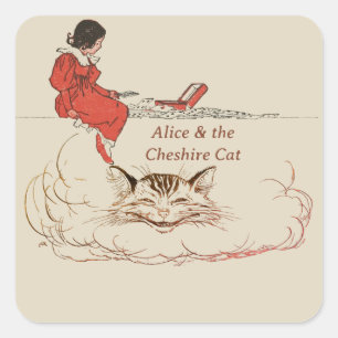Alice und die Cheshire Cat Quadratischer Aufkleber