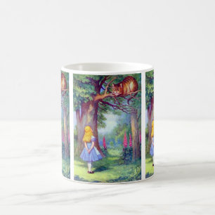 Alice und die Cheshire-Katze in Farbe Kaffeetasse